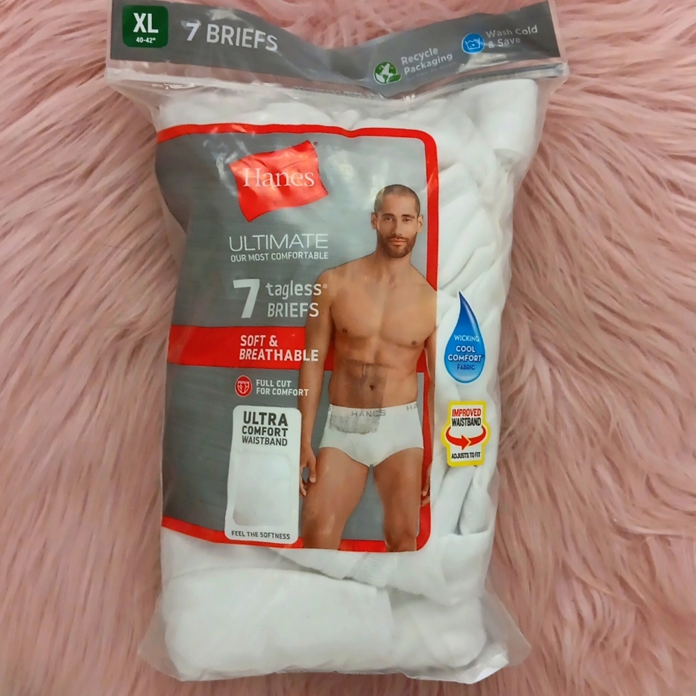 Brand New 7CT HANES ULTIMATE TAGLESS BRIEFS-XL